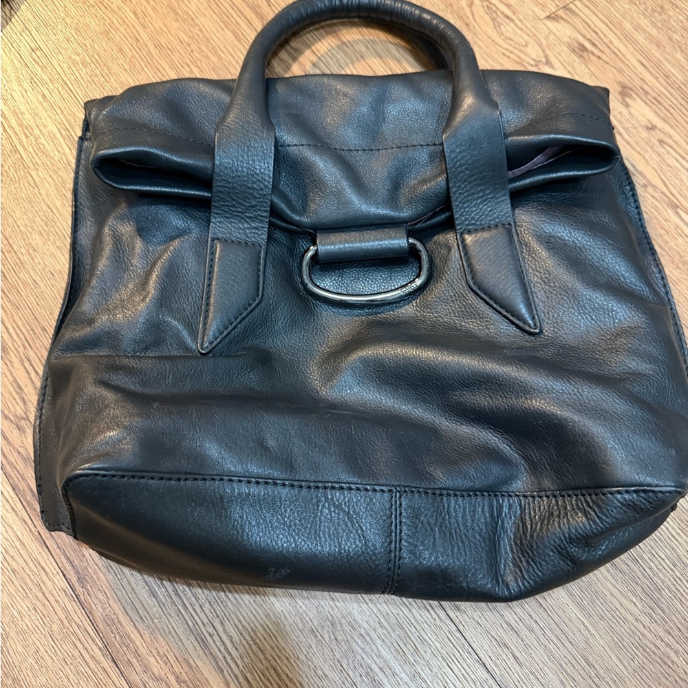 Kooba Black Leather Satchel / Top Handle Bag – Soft Pebbled Leather